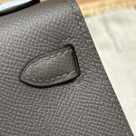 Mini Kelly Second Generation, Cumulonimbus Cloud Grey with Holy Grail Blue, palm print, gold buckle, 19cm