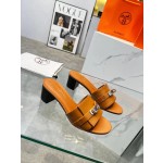 Hermes genuine leather outsole, combined with small square heels