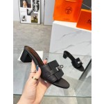 Hermes genuine leather outsole, combined with small square heels
