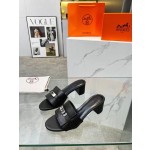 Hermes genuine leather outsole, combined with small square heels