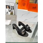 Hermes genuine leather outsole, combined with small square heels