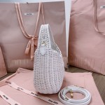MIU MIU 5BC125, Summer Rural Vacation Style Woven Vegetable Lantern Bag