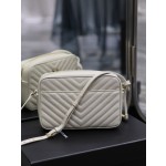 SAINT LAURENT Lou Camera Bag_ White gold buckle model: 520534-1