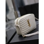 SAINT LAURENT Lou Camera Bag_ White gold buckle model: 520534-1