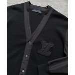 Louis Vuitton... Big Zhangzi Knitted V-neck Technology Spliced Cardigan Coat