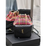 SAINT LAURENT backpack black sheepskin with colored wool model: 672609