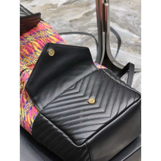 SAINT LAURENT backpack black sheepskin with colored wool model: 672609