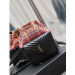 SAINT LAURENT backpack black sheepskin with colored wool model: 672609