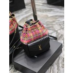 SAINT LAURENT backpack black sheepskin with colored wool model: 672609