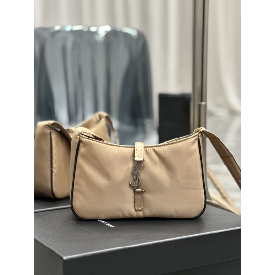 SAINT LAURENT Apricot Silver Button with Black Edge Nylon Model Number: 657228