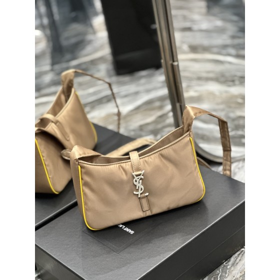 SAINT LAURENT Apricot White Button with Yellow Edge Nylon Model Number: 657228