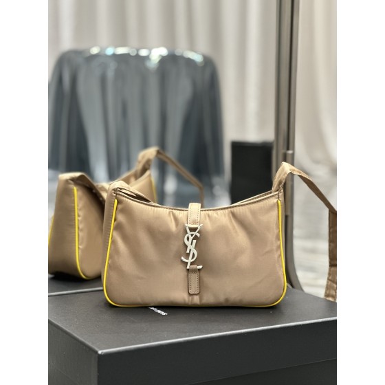 SAINT LAURENT Apricot White Button with Yellow Edge Nylon Model Number: 657228