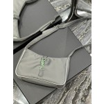 SAINT LAURENT Grey Green Button with White Edge Nylon Model Number: 657228