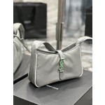 SAINT LAURENT Grey Green Button with White Edge Nylon Model Number: 657228