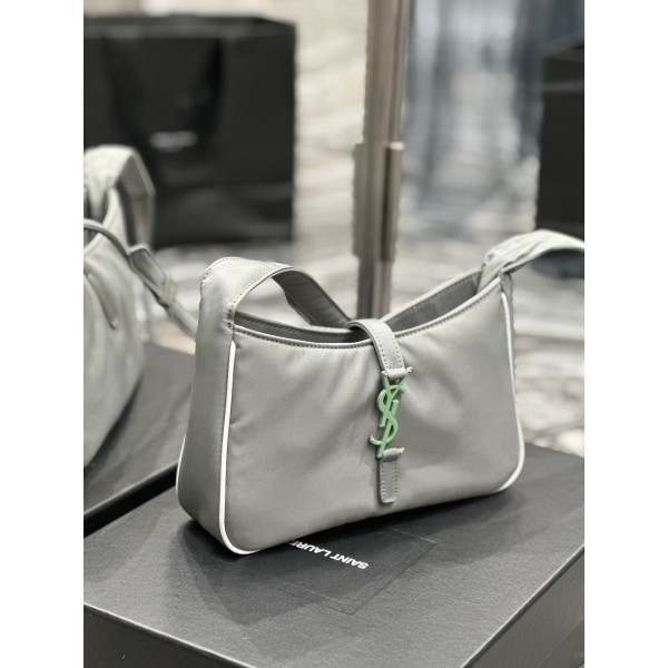 SAINT LAURENT Grey Green Button with White Edge Nylon Model Number: 657228