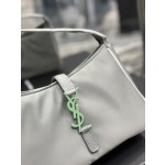 SAINT LAURENT Grey Green Button with White Edge Nylon Model Number: 657228
