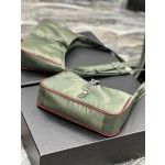 SAINT LAURENT Green Silver Button with Red Edge Nylon Model Number: 657228