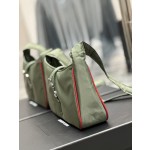 SAINT LAURENT Green Silver Button with Red Edge Nylon Model Number: 657228