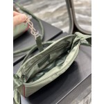 SAINT LAURENT Green Silver Button with Red Edge Nylon Model Number: 657228