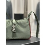 SAINT LAURENT Green Silver Button with Red Edge Nylon Model Number: 657228