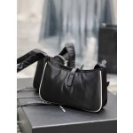 SAINT LAURENT Black White Button with White Edge Nylon Model Number: 657228