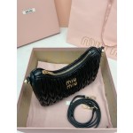 MIU MIU 5BH211 zippered satin and soft sheepskin pockets