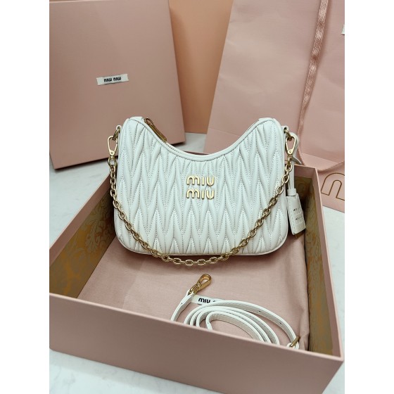 MIU MIU 5BH211 zippered satin and soft sheepskin pockets