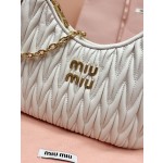 MIU MIU 5BH211 zippered satin and soft sheepskin pockets