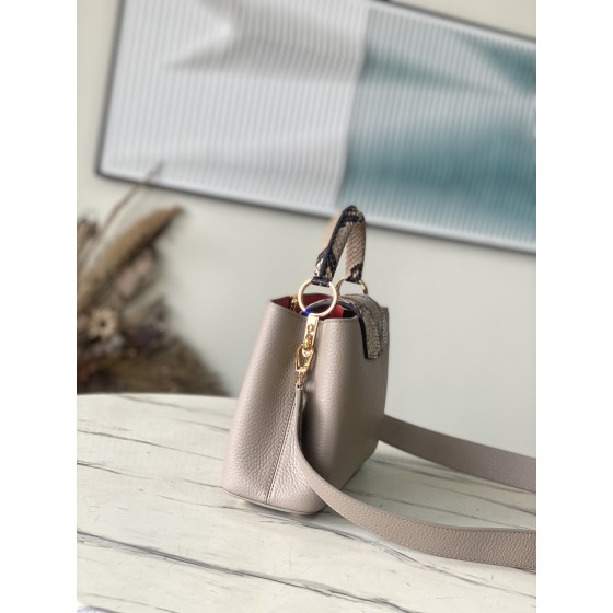 𝐋𝐎𝐔𝐈𝐒𝐕𝐔𝐈𝐓𝐓𝐎𝐍 N80931 Elephant Grey Red Inner Small This Capuchines Small Handbag