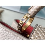 𝐋𝐎𝐔𝐈𝐒𝐕𝐔𝐈𝐓𝐓𝐎𝐍 N80931 Elephant Grey Red Inner Small This Capuchines Small Handbag