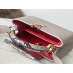 𝐋𝐎𝐔𝐈𝐒𝐕𝐔𝐈𝐓𝐓𝐎𝐍 N80931 Elephant Grey Red Inner Small This Capuchines Small Handbag