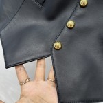 Celine Layered Artifact Leather Vest Coat