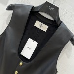 Celine Layered Artifact Leather Vest Coat