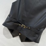 Celine Layered Artifact Leather Vest Coat