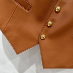 Celine Layered Artifact Leather Vest Coat