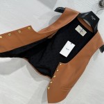 Celine Layered Artifact Leather Vest Coat
