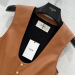Celine Layered Artifact Leather Vest Coat