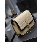 SAINT LAURENT apricot suede plaid with patent leather model: 634305