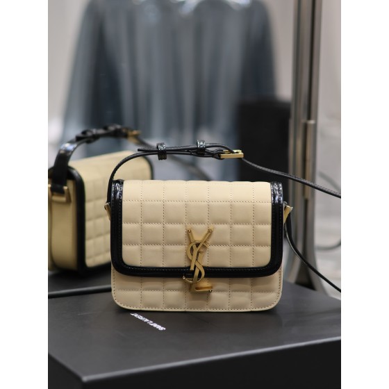 SAINT LAURENT apricot suede plaid with patent leather model: 634306