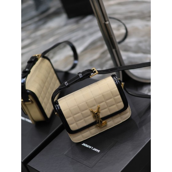 SAINT LAURENT apricot suede plaid with patent leather model: 634306