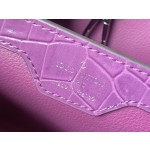 𝐋𝐎𝐔𝐈𝐒𝐕𝐔𝐈𝐓𝐓𝐎𝐍 N93419/M48865 Purple Colored Crocodile Pattern Silver Buckle This CAPUCINES BB handbag