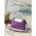 𝐋𝐎𝐔𝐈𝐒𝐕𝐔𝐈𝐓𝐓𝐎𝐍 N93419/M48865 Purple Colored Crocodile Pattern Silver Buckle This CAPUCINES BB handbag