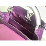 𝐋𝐎𝐔𝐈𝐒𝐕𝐔𝐈𝐓𝐓𝐎𝐍 N93163/M48865 Purple Colored Crocodile Pattern Silver Buckle Capuchines BB Handbag