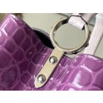 𝐋𝐎𝐔𝐈𝐒𝐕𝐔𝐈𝐓𝐓𝐎𝐍 N93163/M48865 Purple Colored Crocodile Pattern Silver Buckle Capuchines BB Handbag
