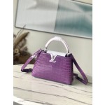 𝐋𝐎𝐔𝐈𝐒𝐕𝐔𝐈𝐓𝐓𝐎𝐍 N93163/M48865 Purple Colored Crocodile Pattern Silver Buckle Capuchines BB Handbag
