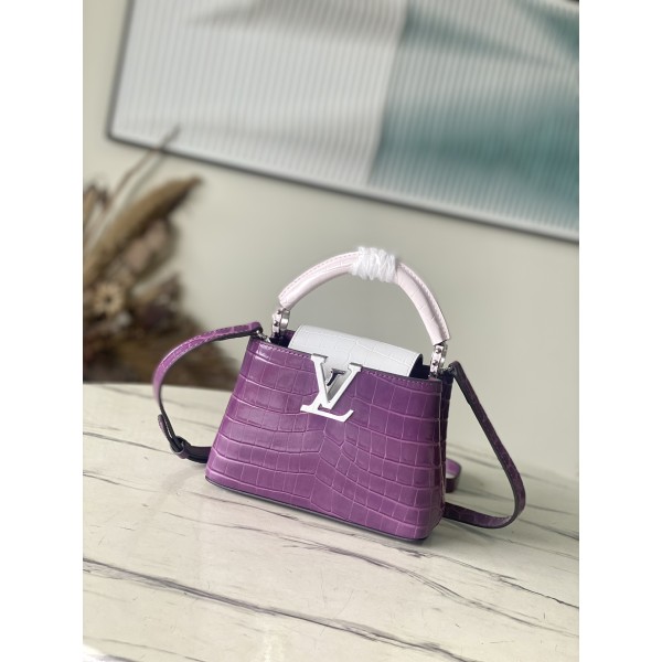 𝐋𝐎𝐔𝐈𝐒𝐕𝐔𝐈𝐓𝐓𝐎𝐍 N94227/M48865 Purple color matching crocodile pattern silver buckle