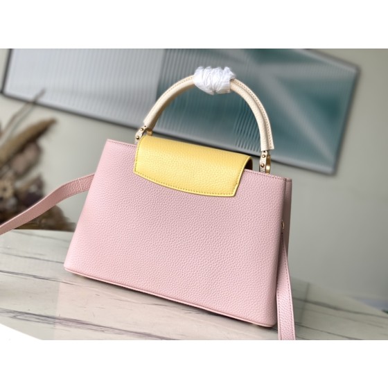 𝐋𝐎𝐔𝐈𝐒𝐕𝐔𝐈𝐓𝐓𝐎𝐍 M20708 Grapefruit Pink Flower Three Piece This CAPUCINES BB handbag