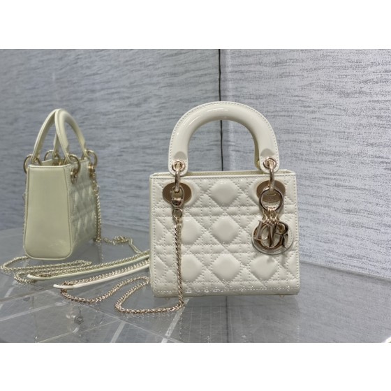 Dior three grid patent leather white 6603