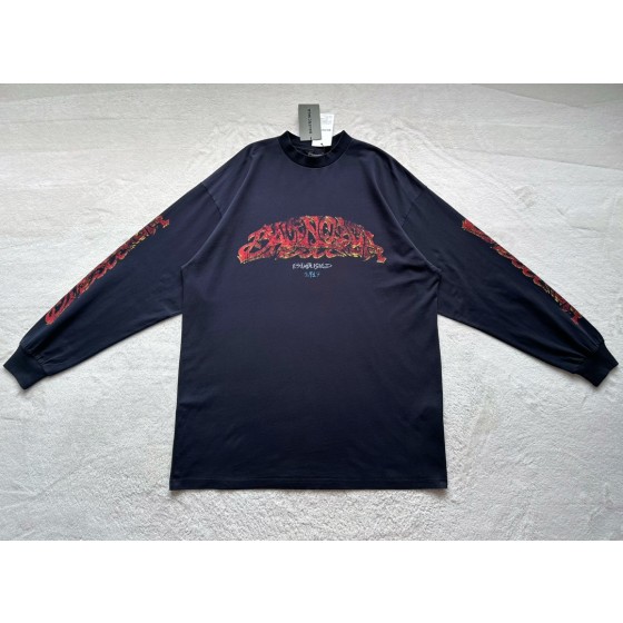 Balenciaga flame floral print round neck long sleeves