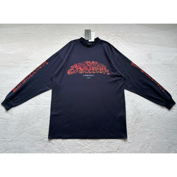 Balenciaga flame floral print round neck long sleeves